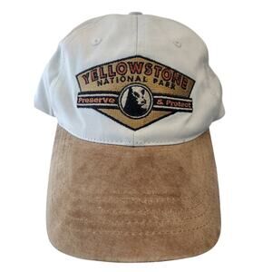 Vintage Yellowstone PRESERVE & PROTECT BEAR Ball Cap Hat Cotton/Suede-Like Bill